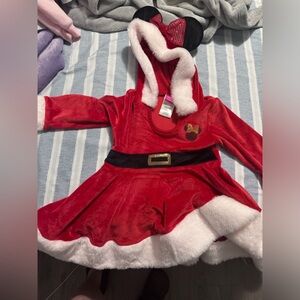 Disney Minnie Mouse Girls Christmas Hooded Santa Dress with Ears